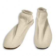Slipper Socks X-Lge Non-slip Hard Sole White Pair