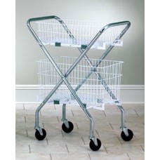 Folding Utility Hamper Cart With 1-6 & 1-12 Wire Basket