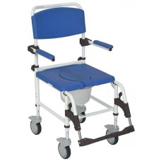 Shower / Commode Rehab Chair Aluminum w/Locking Rear Cstrs